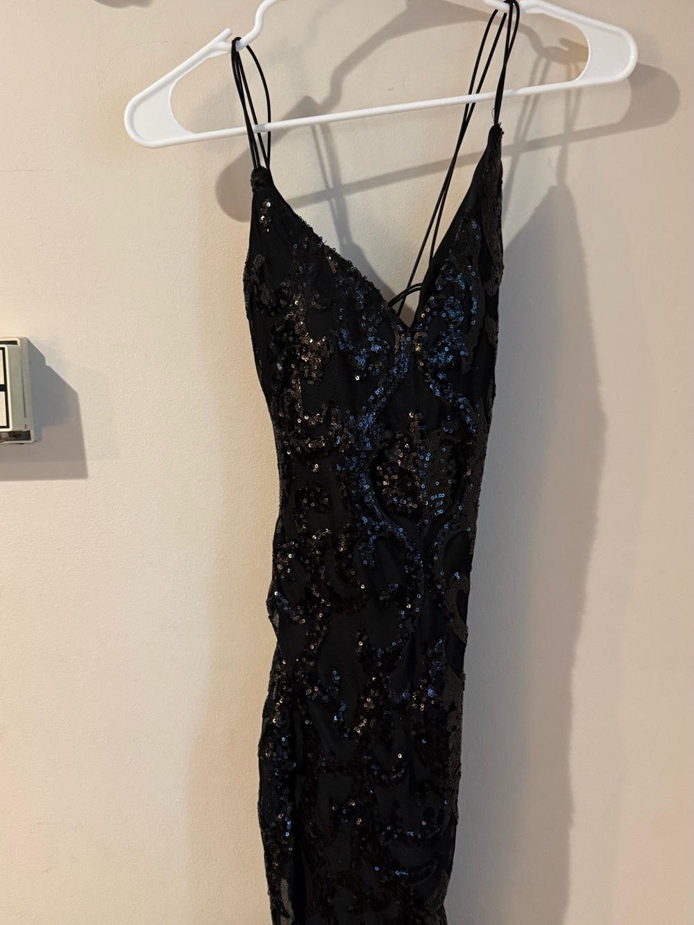 Windsor Black Sequin Slip Gown with Delicate Straps